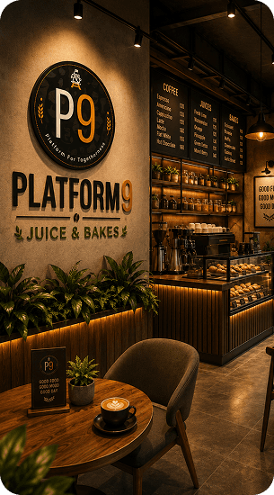 Platform 9 storefront and latte art