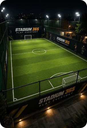 Football pitch at Stadium 365, lit at night